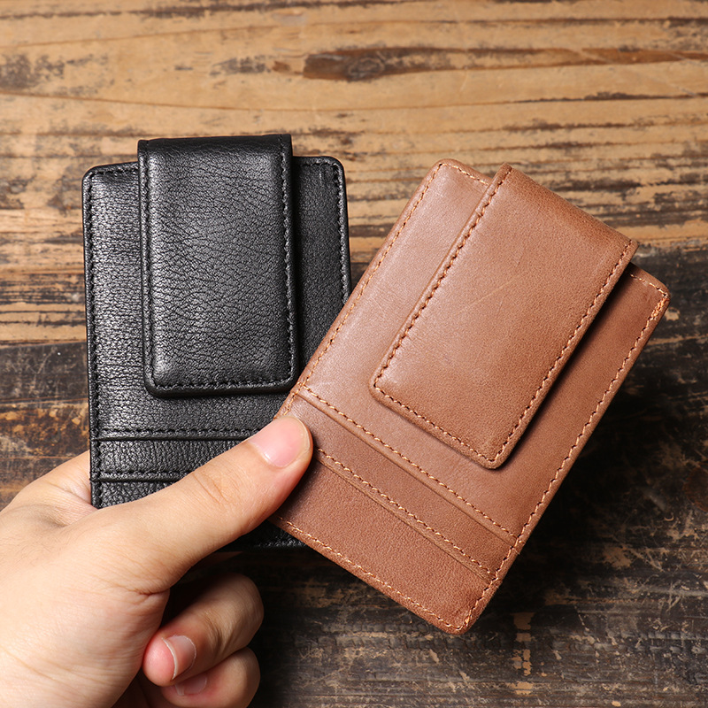 Мужской тонкий кожаный кошелек – обзор и цена Money Clip Magnetic