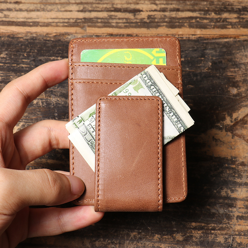 Мужской тонкий кожаный кошелек – обзор и цена Money Clip Magnetic