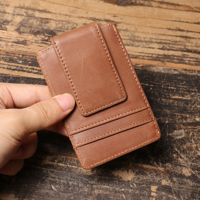 Мужской тонкий кожаный кошелек – обзор и цена Money Clip Magnetic