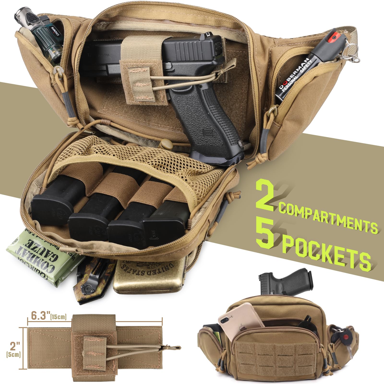 Тактическая поясная сумка для  – обзор и цена Edc Carry Fanny Pack